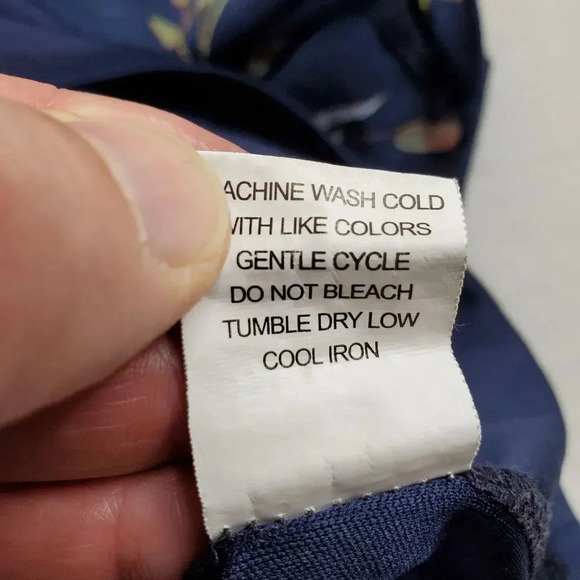 Moa Moa Dress Women Plus 2X Navy Blue Floral Bell Sleeve Lace Trim Lined Boho - Picture 8 of 13